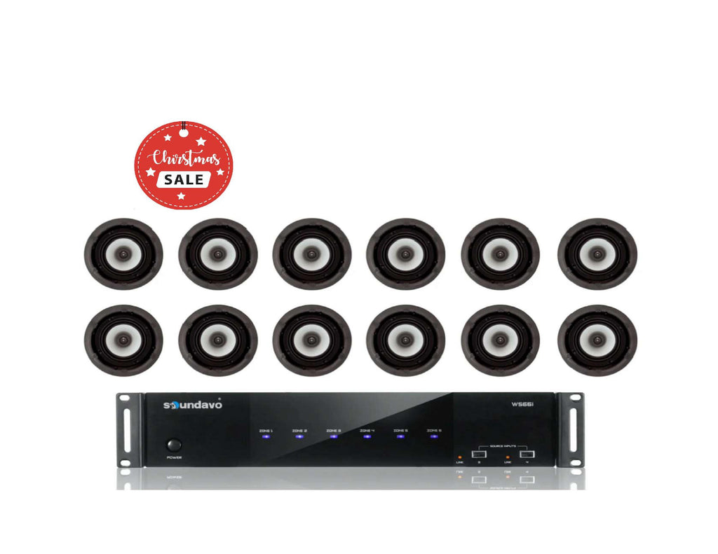 *CHRISTMAS SALE* WS66i-AMP Whole-Home Audio Amplifer with 6 Pairs of SD-6S-ALU In-Ceiling 6.5" Speakers