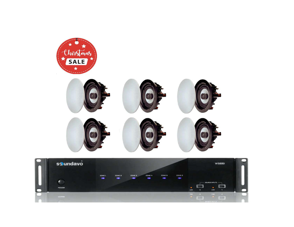 *CHRISTMAS SALE* WS66i-AMP Whole-Home Audio Amplifer with 6 Pairs of SD-8S-ALU In-Ceiling 8" Speakers