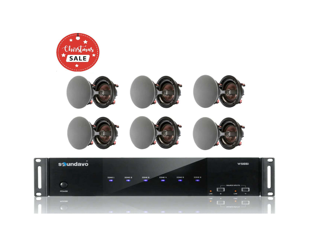 *CHRISTMAS SALE* WS66i-AMP Whole-Home Audio Amplifer with 6 Pairs of IC-860CF In-Ceiling 8" Speakers